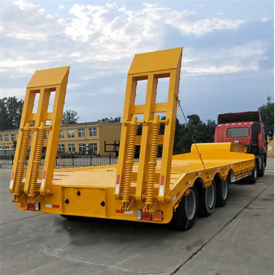 Hoogwaardige laagbedrijvende aanhangwagen Transport zware machine laagbedrijvende vrachtwagen Halve aanhangwagen met mechanische ladder